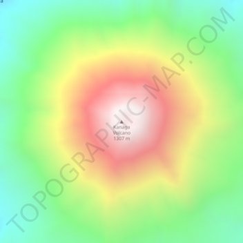 Topografische Karte Kanaga Volcano, Höhe, Relief