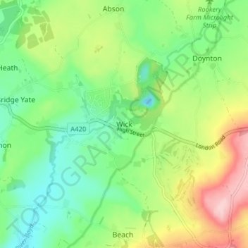 Topografische Karte Wick, Höhe, Relief