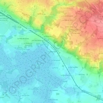 Topografische Karte Le Chesnay, Höhe, Relief