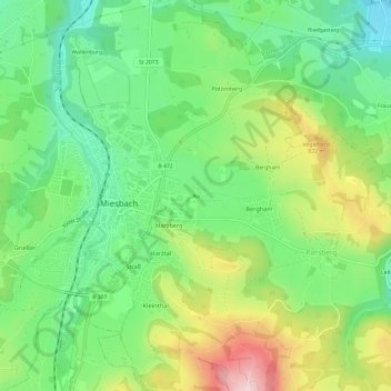Topografische Karte Au, Höhe, Relief