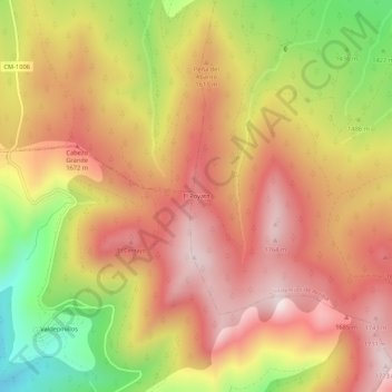 Topografische Karte El Poyato, Höhe, Relief
