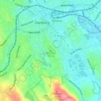 Topografische Karte Deer Hill, Höhe, Relief