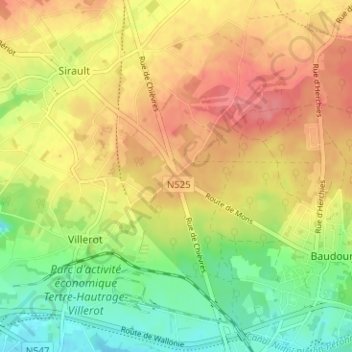 Topografische Karte Croix-Caillaux, Höhe, Relief