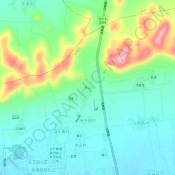 Topografische Karte 于山, Höhe, Relief