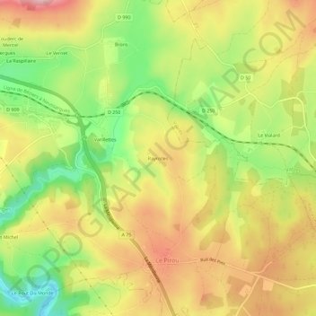 Topografische Karte Rayrolles, Höhe, Relief