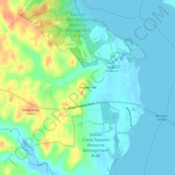 Topografische Karte Maxwell Hall, Höhe, Relief