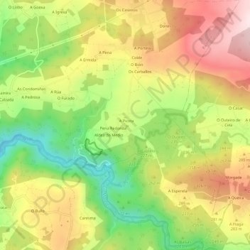 Topografische Karte Vigo, Höhe, Relief