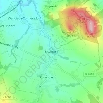 Topografische Karte Bischdorf, Höhe, Relief