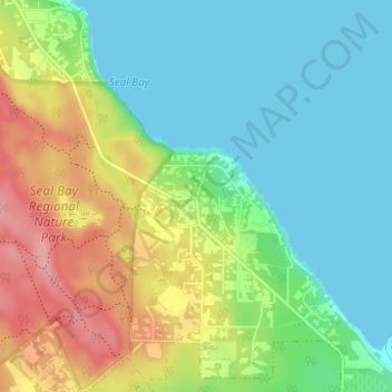 Topografische Karte Waveland, Höhe, Relief