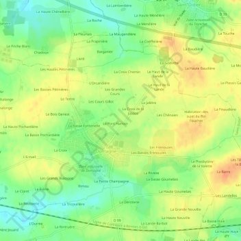 Topografische Karte Le Bas de la Lande, Höhe, Relief