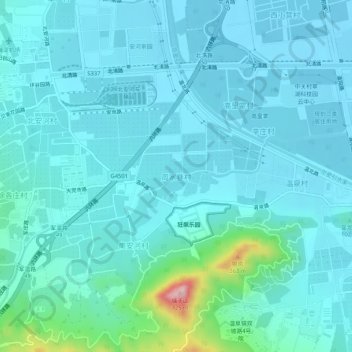 Topografische Karte 周家巷村, Höhe, Relief