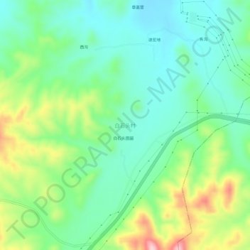 Topografische Karte 白石头村, Höhe, Relief