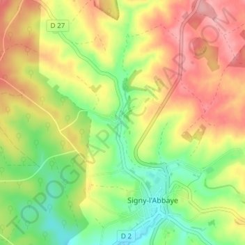Topografische Karte Librecy, Höhe, Relief