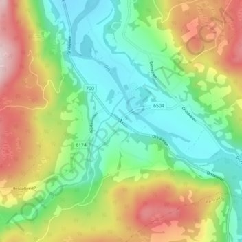 Topografische Karte Å, Höhe, Relief