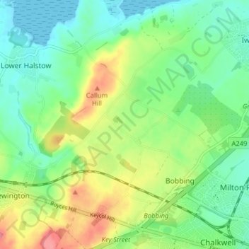 Topografische Karte Great Norwood, Höhe, Relief