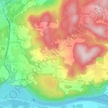 Topografische Karte Toppelsdorf, Höhe, Relief