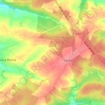 Topografische Karte Les Culots, Höhe, Relief