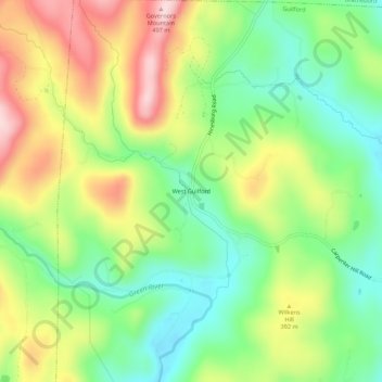 Topografische Karte West Guilford, Höhe, Relief