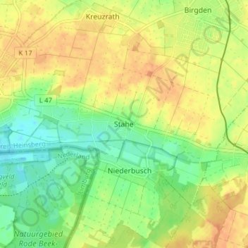 Topografische Karte Stahe, Höhe, Relief