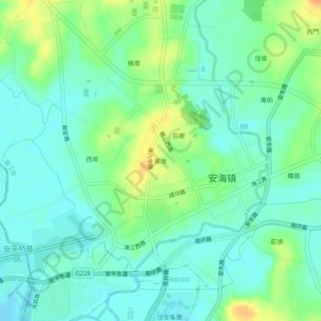 Topografische Karte 東垵, Höhe, Relief