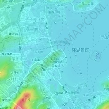 Topografische Karte 丁家山, Höhe, Relief