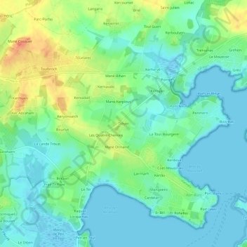 Topografische Karte Tréver, Höhe, Relief