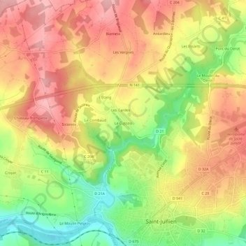 Topografische Karte Le Cussou, Höhe, Relief