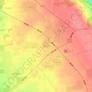 Topografische Karte 寨子村, Höhe, Relief