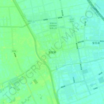 Topografische Karte 安宜镇, Höhe, Relief