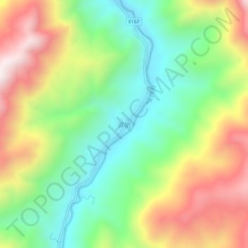 Topografische Karte 双朗, Höhe, Relief