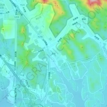 Topografische Karte 百旺, Höhe, Relief