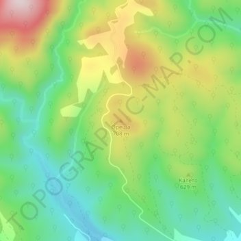 Topografische Karte Ореша, Höhe, Relief