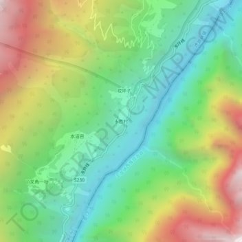 Topografische Karte 永胜村, Höhe, Relief
