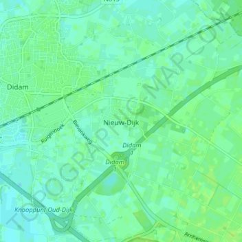 Topografische Karte Nieuw-Dijk, Höhe, Relief