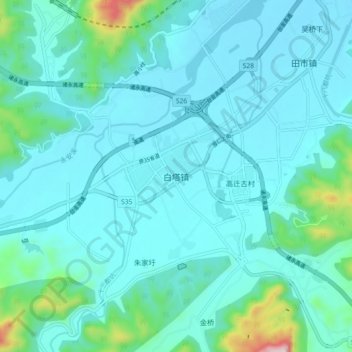 Topografische Karte 白塔镇, Höhe, Relief