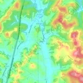 Topografische Karte Oreide, Höhe, Relief