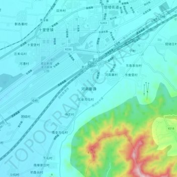 Topografische Karte 河南寨镇, Höhe, Relief
