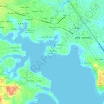 Topografische Karte Linstead-on-the-Severn, Höhe, Relief