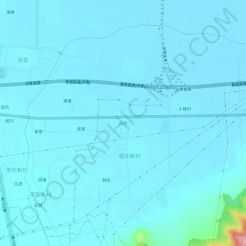 Topografische Karte 山河, Höhe, Relief