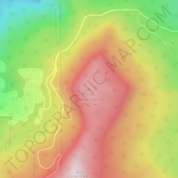Topografische Karte Cedar Mountain, Höhe, Relief