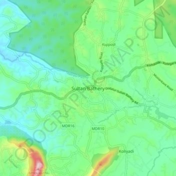 Topografische Karte Sultan Bathery, Höhe, Relief