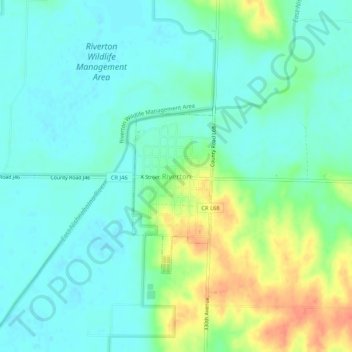 Topografische Karte Riverton, Höhe, Relief