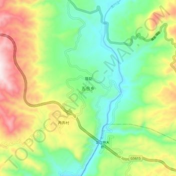 Topografische Karte 五合乡, Höhe, Relief
