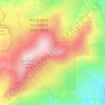Topografische Karte Black Rock Mountain State Park, Höhe, Relief