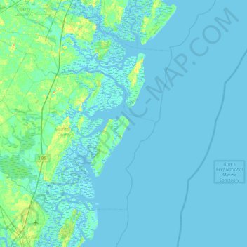 Topografische Karte Blackbeard Island, Höhe, Relief