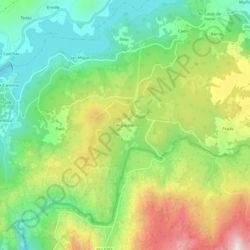 Topografische Karte Reparade, Höhe, Relief