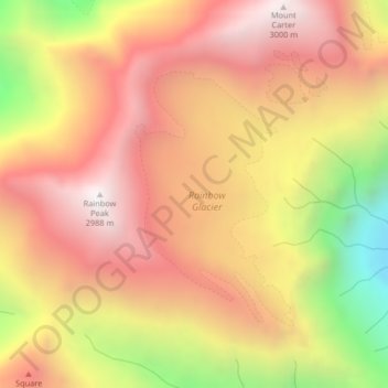 Topografische Karte Rainbow Glacier, Höhe, Relief