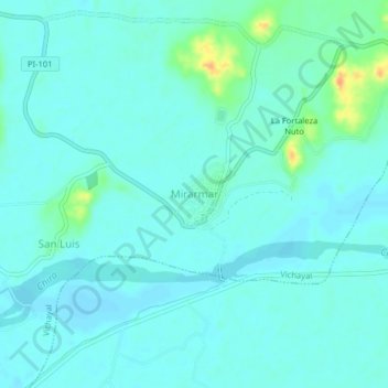 Topografische Karte Mirarmar, Höhe, Relief