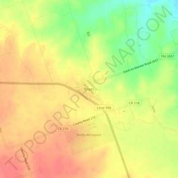 Topografische Karte Briggs, Höhe, Relief