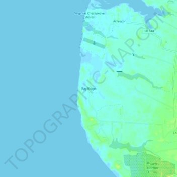 Topografische Karte Bay Ridge, Höhe, Relief